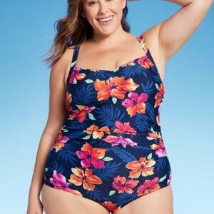 Lands’ End Full Coverage Tummy Control Floral One-Piece Swimsuit | Size 2X